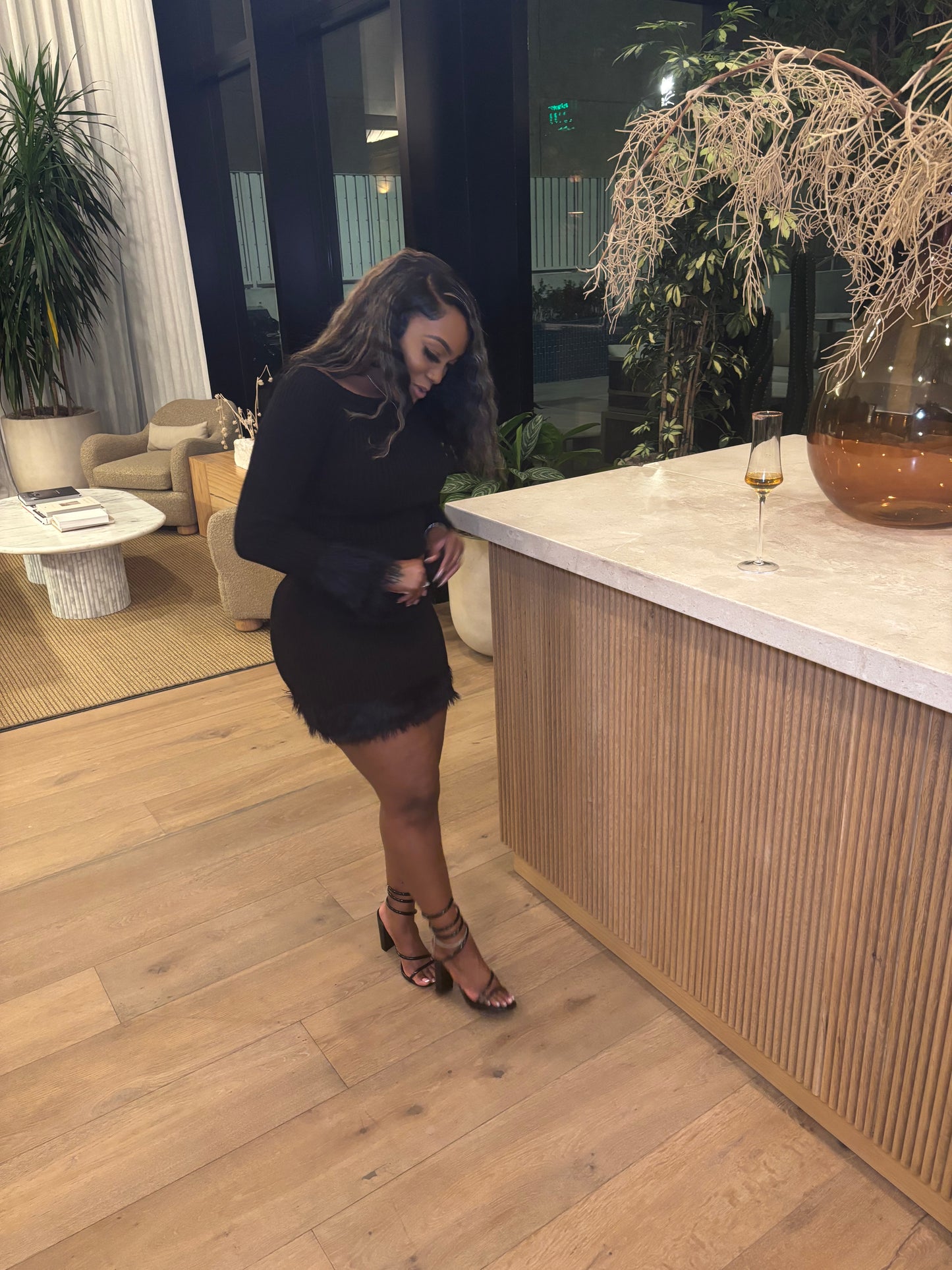 Sweater Weather Skirt Set - Black