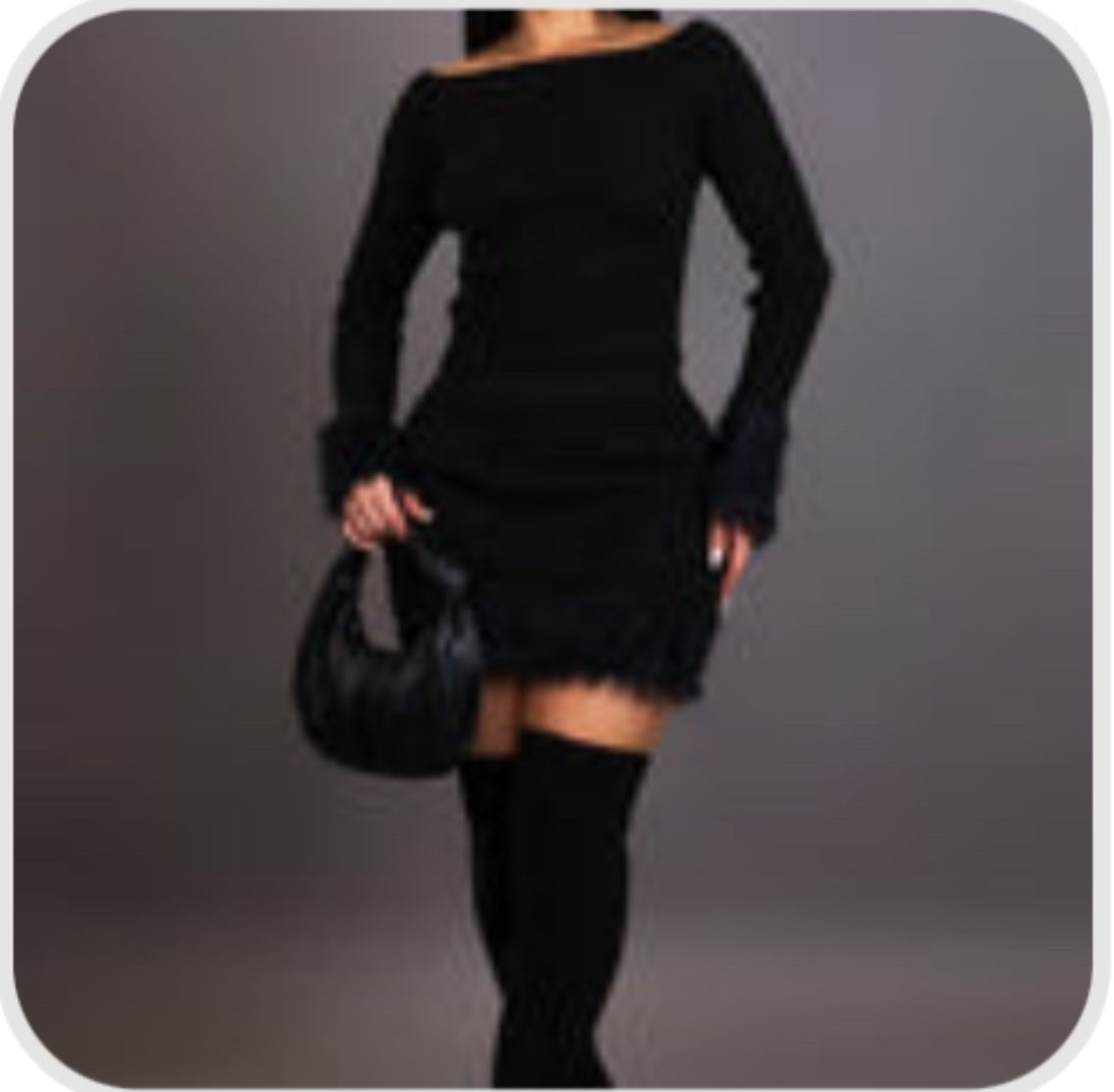 Sweater Weather Skirt Set - Black